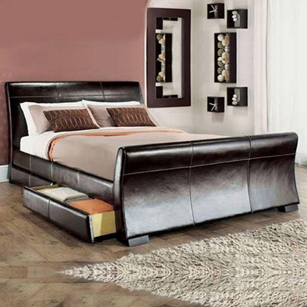 Sleigh bed with storage